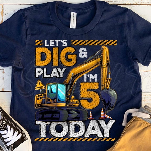 Hot Trending T-Shirt With Construction Birthday Shirt 5, 5Th Birthday Shirt Construction, 5Th Birthday Excavator Shirt, 5Th Birthday Construction Roller Shirt Design Preview Only