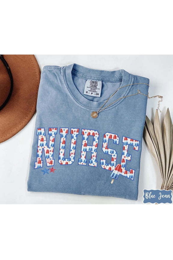 Hot Trending T-Shirt With Nurse 4Th Of July, Red White Blue, Patriotic Nurse, Gift For Registered Nurse, Er Nurse Appreciation Tee Design Preview Only