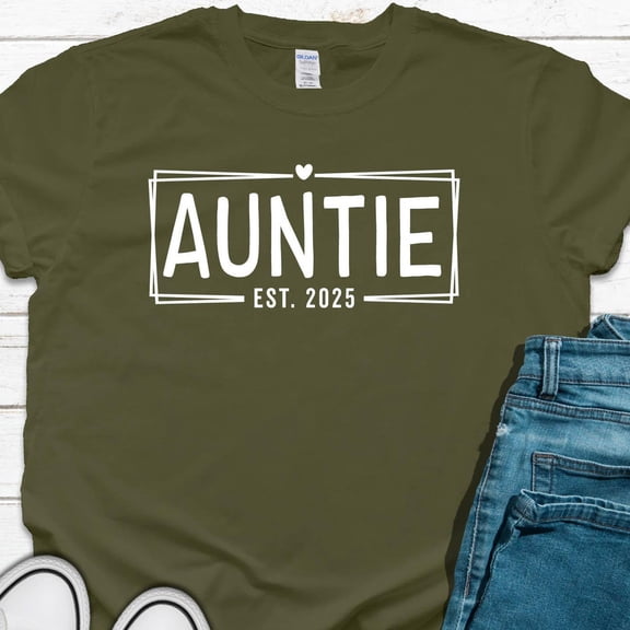 Hot Trending T-Shirt With Promoted To Auntie Shirt, New Auntie Gift, Baby Announcement For Auntie, Auntie To Be, Auntie Est 2025 Reveal Gift Design Preview Only