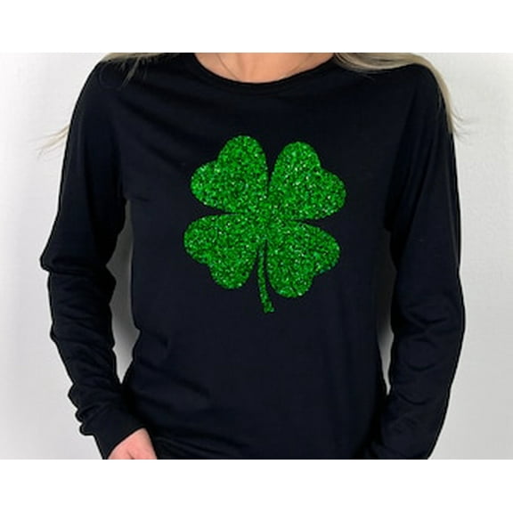 Hot Trending T-Shirt With St Patricks Day Long Sleeve Shirt, Glitter Shamrock Tee, Womens St Pattys Day Shirt, St Pattys Day Shirt, Irish Womens Shirt, Shamrock Shirt Design Preview Only