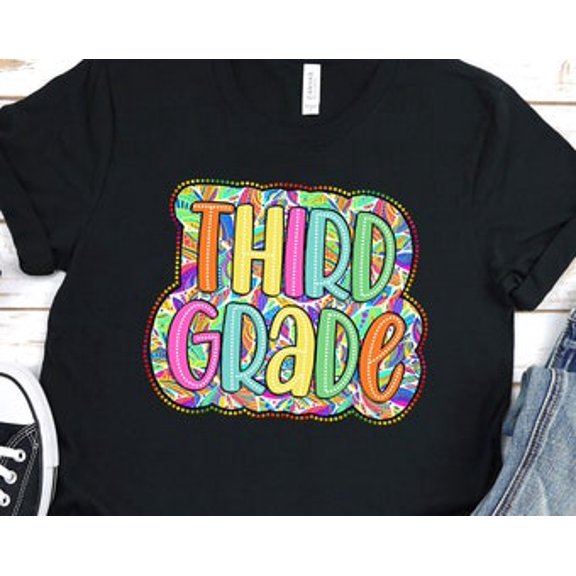 Hot Trending T-Shirt With Third Grade Teacher Shirt, 3Rd Grade Teacher Shirt, 3Rd Grade T-Shirt, Third Grade Tshirt, Elementary School, Teaching Tee, Rainbow Shirt Design Preview Only