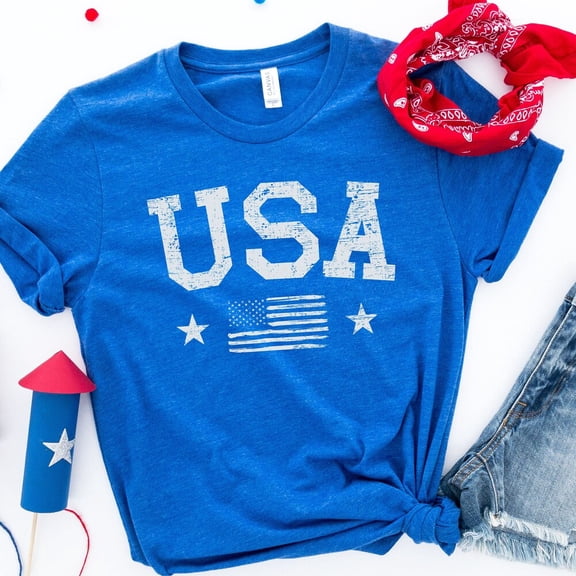Hot Trending T-Shirt With Usa Distressed Tshirt, 4Th O July Shirt, Usa Womens Shirt, 4Th Of July T-Shirt, America Patriotic Shirt, 4Th Of July Tee, Women'S Usa Tee Design Preview Only