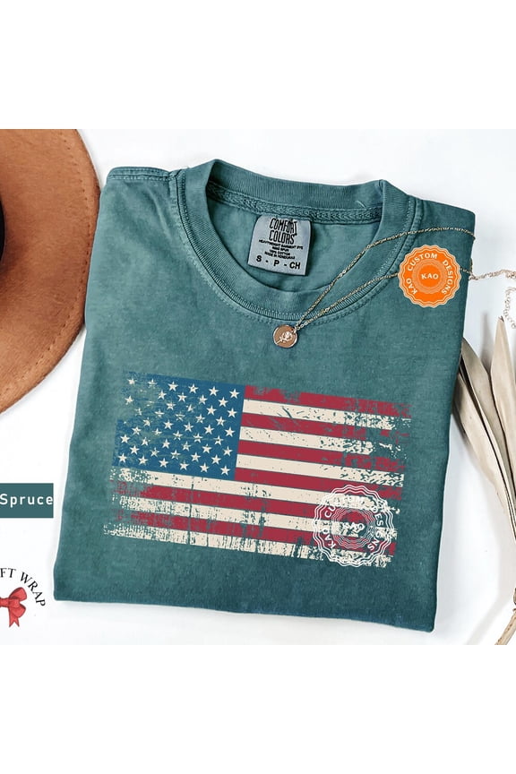 Hot Trending T-Shirt With Vintage Usa Flag T-Shirt, Unisex 4Th Of July Shirt, Patriotic Clothes, Independent Day Tee, Retro American T-Shirt, Usa Lover Design Preview Only