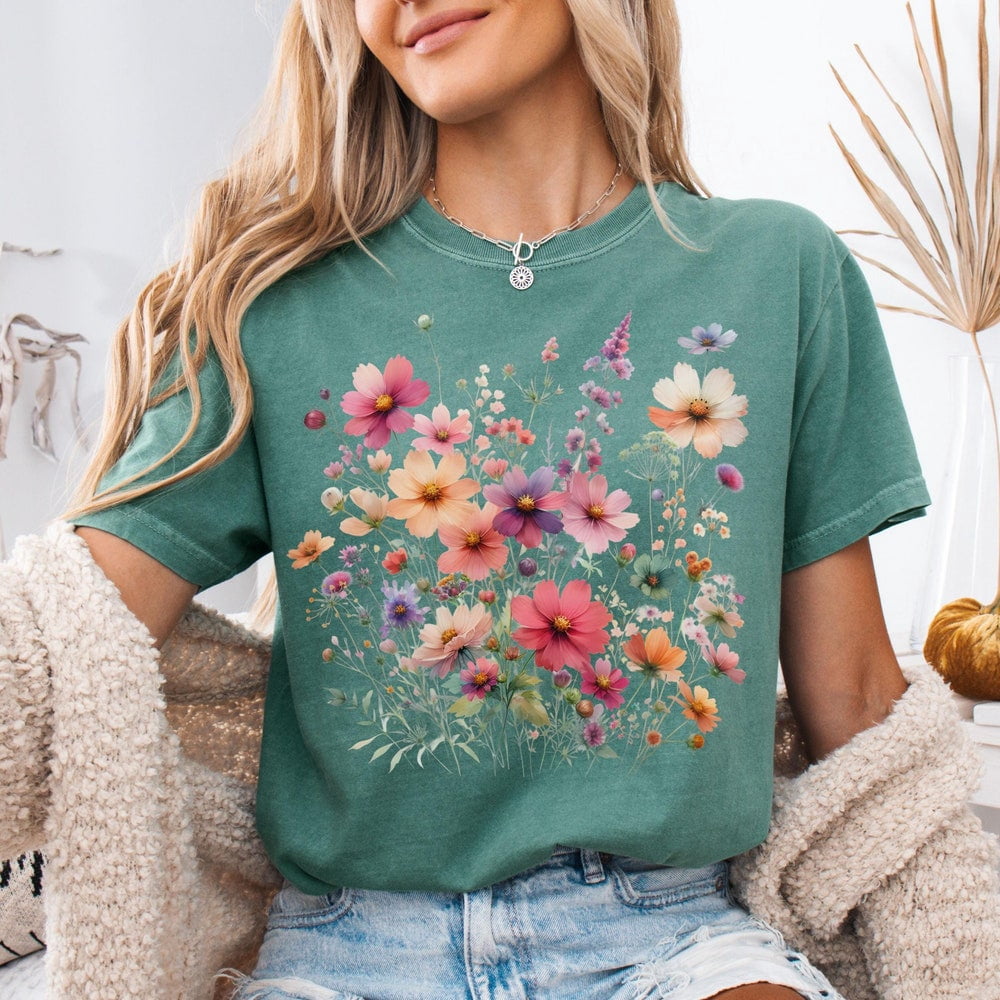 Hot Trending T-Shirt With Wildflower, Vintage Pressed Flower Tshirt ...