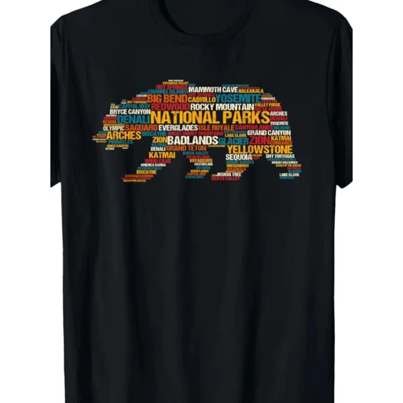 Hot Trending T-Shirt With 100% Cotton Men'S Casual T-Shirt Us National Parks & Bear Design