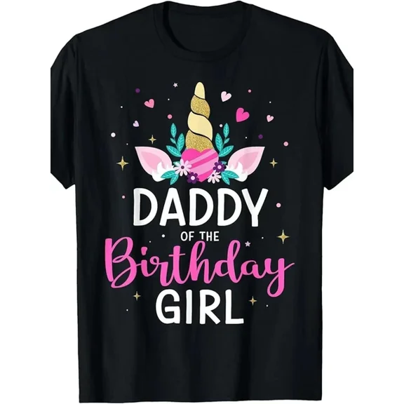 Hot Trending T-Shirt With 100% Made Us Daddy Of The Birthday Girl Matching Family Unicorn Party T-Shirt