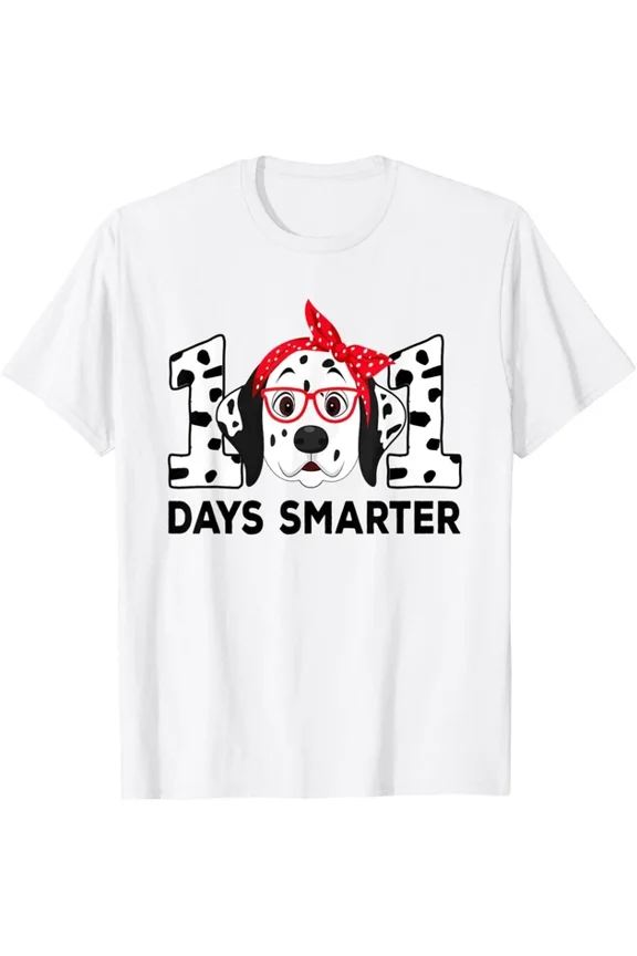 Hot Trending T-Shirt With 101 Days Smarter 101St Day School Dalmatian Dog Teacher Kids T-Shirt Design Preview Only