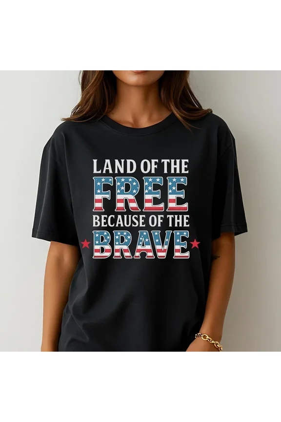 Hot Trending T-Shirt With #24 Land Of The Free Because Of The Brave Shirt Patriotic Fourth Of July Shirt U Design Preview Only