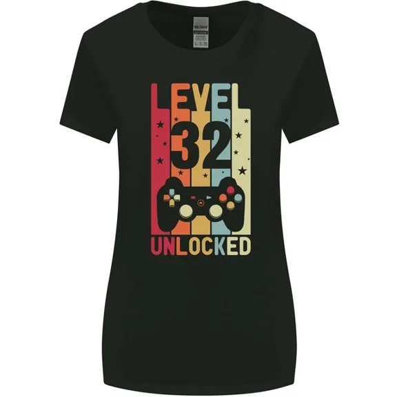 Hot Trending T-Shirt With 32Nd Birthday 32 Year Old Level Up Gaming T-Shirt Design Preview Only