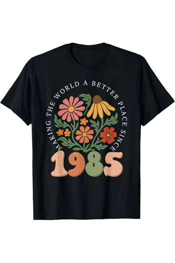 Hot Trending T-Shirt With 40 Years Old Vintage 1985 40Th Birthday Tee Wildflower Women T Shirt Funny Gift Design Preview Only