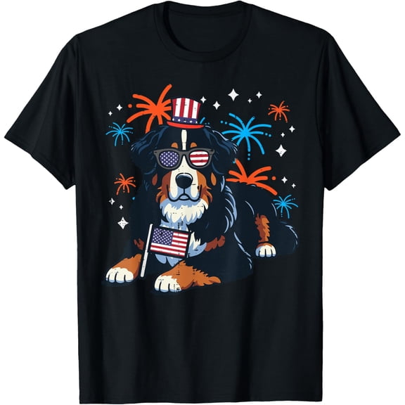 Hot Trending T-Shirt With 4Th Of July Bernese Mountain Dog Usa Patriot Men Women T-Shirt Design Preview Only