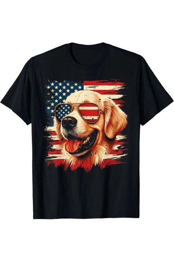 Hot Trending T-Shirt With 4Th Of July Dog Labrador Golden Retriever Swea Design Preview Only
