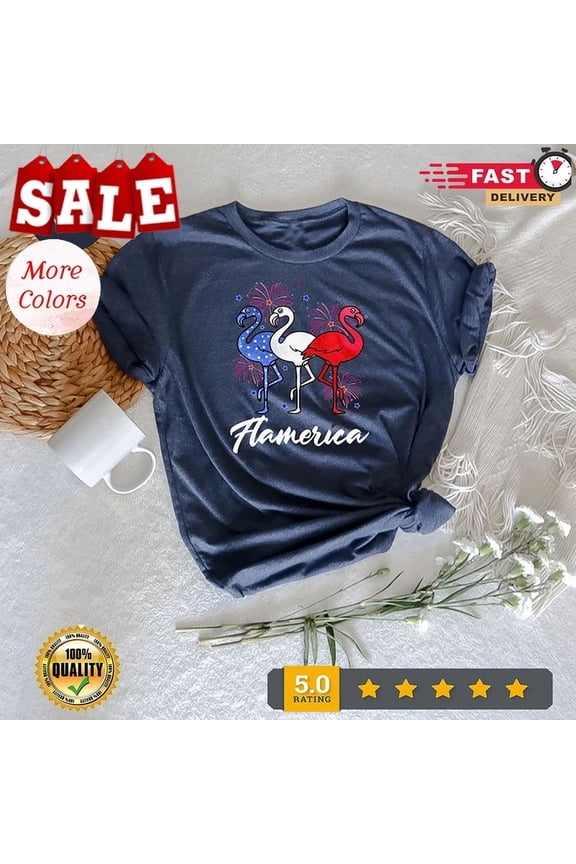 Hot Trending T-Shirt With 4Th Of July Flamingo Shirt, American Flag Flamerica, American Flamingo, Design Preview Only