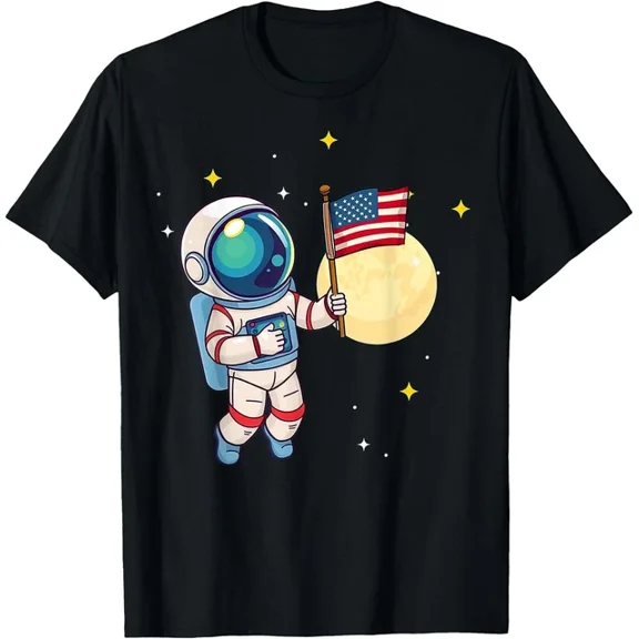 Hot Trending T-Shirt With 4Th Of July Patriotic Astronaut Us Flag Space Tribute T-Shirt Design Preview Only