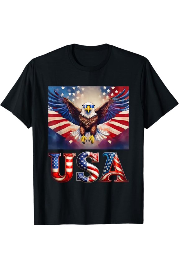Hot Trending T-Shirt With 4Th Of July Patriotic Bald Eagle Usa 'Merica Men & Women T-Shirt Design Preview Only