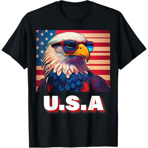 Hot Trending T-Shirt With 4Th Of July Patriotic Bald Eagle Usa 'Merica Men & Women T-Shirt Design Preview Only