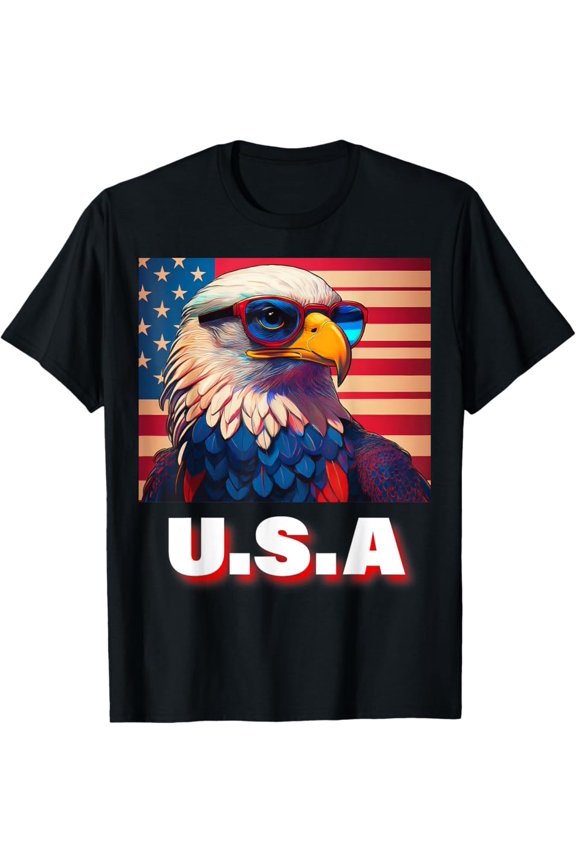 Hot Trending T-Shirt With 4Th Of July Patriotic Bald Eagle Usa 'Merica Men & Women T-Shirt Design Preview Only