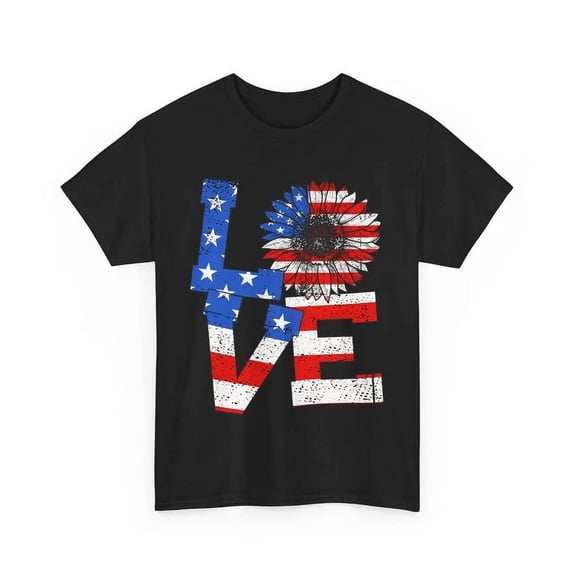 Hot Trending T-Shirt With 4Th Of July Shirt, Love Sunflower Fourth Of July Celebration Women Men T-Shirt Design Preview Only