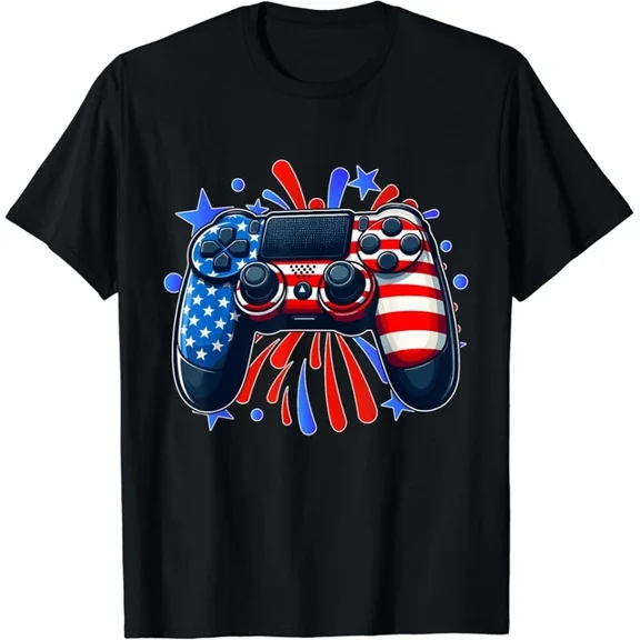 Hot Trending T-Shirt With 4Th Of July Video Gamer Us Flag Gaming Patriot Design Preview Only