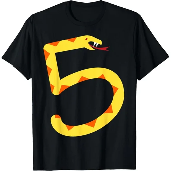 Hot Trending T-Shirt With 5 Year Old Birthday Snake Cute 5 Year Old Who Loves Snakes T-Shirt Design Preview Only