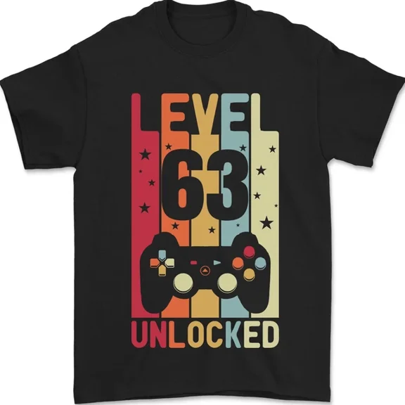 Hot Trending T-Shirt With 63Rd Birthday 63 Year Old Level Up Gaming T-Shirt Design Preview Only