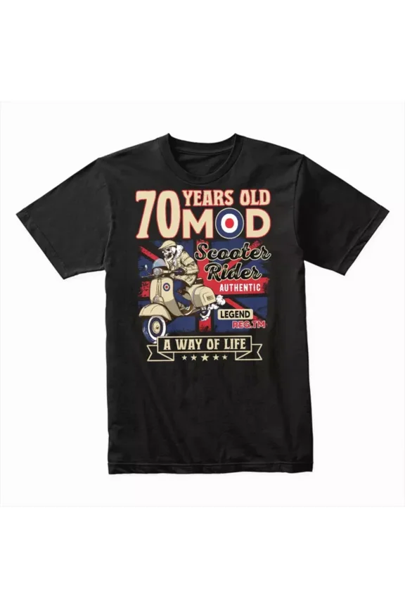 Hot Trending T-Shirt With 70 Year Old Mod T-Shirt, Retro 70Th Birthday Gift, Classic Scooter Style Tee Design Preview Only