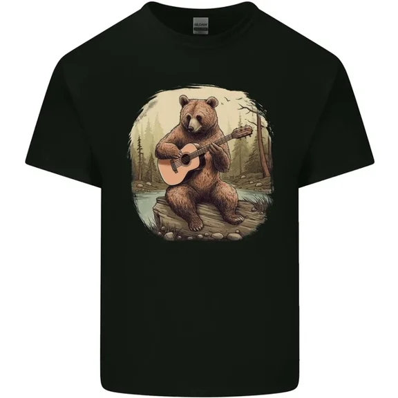 Hot Trending T-Shirt With A Bear Playing A Ukulele Acoustic Guitar T-Shirt Design Preview Only