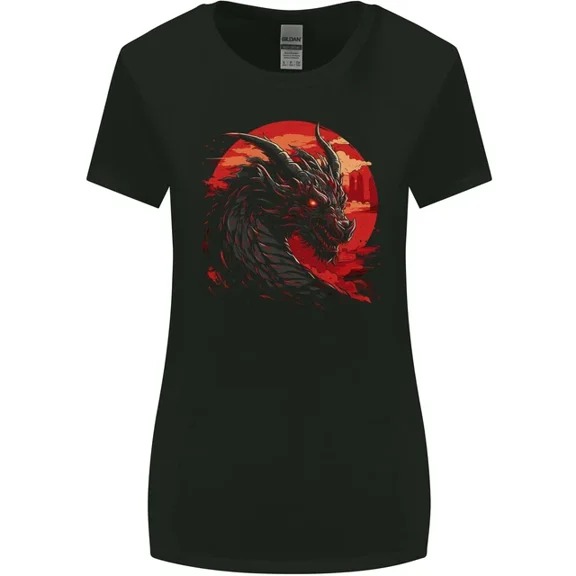 Hot Trending T-Shirt With A Fantasy Dragon With A City Backdrop T-Shirt Design Preview Only
