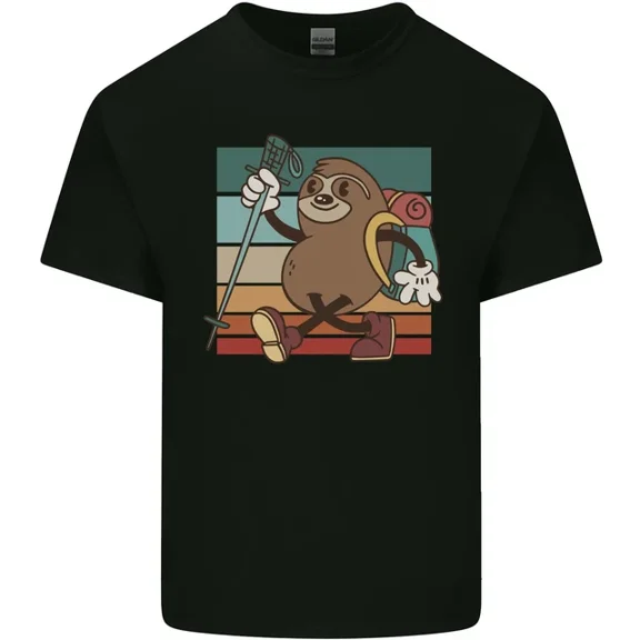 Hot Trending T-Shirt With A Funny Hiking Sloth With Walking Gear T-Shirt Design Preview Only
