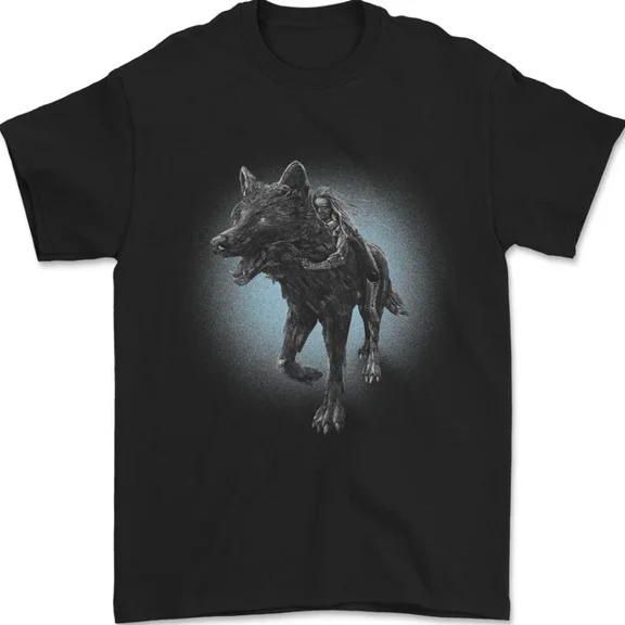 Hot Trending T-Shirt With A Girl On Wolf T-Shirt Design Preview Only