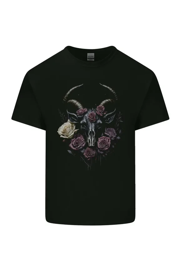 Hot Trending T-Shirt With A Goat With Roses Gothic Goth T-Shirt Design Preview Only
