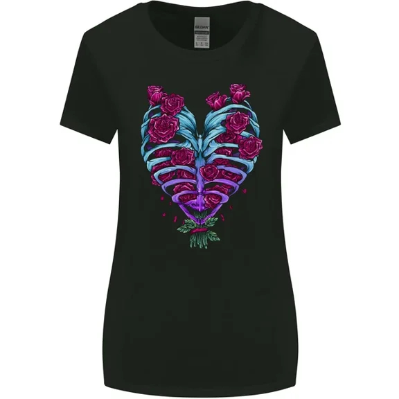 Hot Trending T-Shirt With A Gothic Heart With Roses T-Shirt Design Preview Only