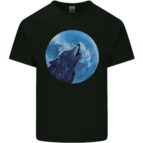 Hot Trending T-Shirt With A Howling Wolf Full Moon Werewolves Kids T-Shirt Boys Girls Design Preview Only