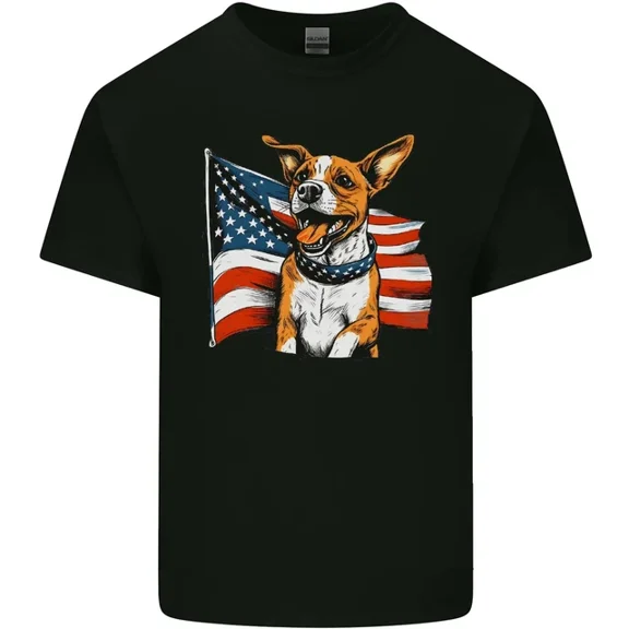 Hot Trending T-Shirt With A Jack Russell With Usa Flag America Dog Light T-Shirt Design Preview Only