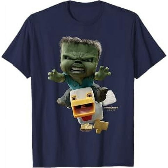 Hot Trending T-Shirt With A Minecrt Movie Chicken Jockey Baby Zombie Attack T-Shirt Design Preview Only