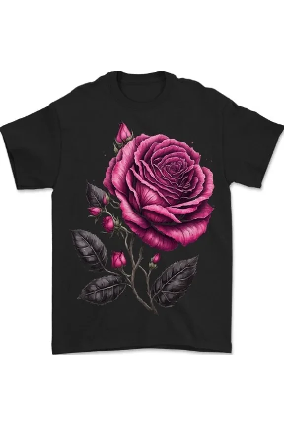 Hot Trending T-Shirt With A Pink Rose Gothic Goth T-Shirt Design Preview Only