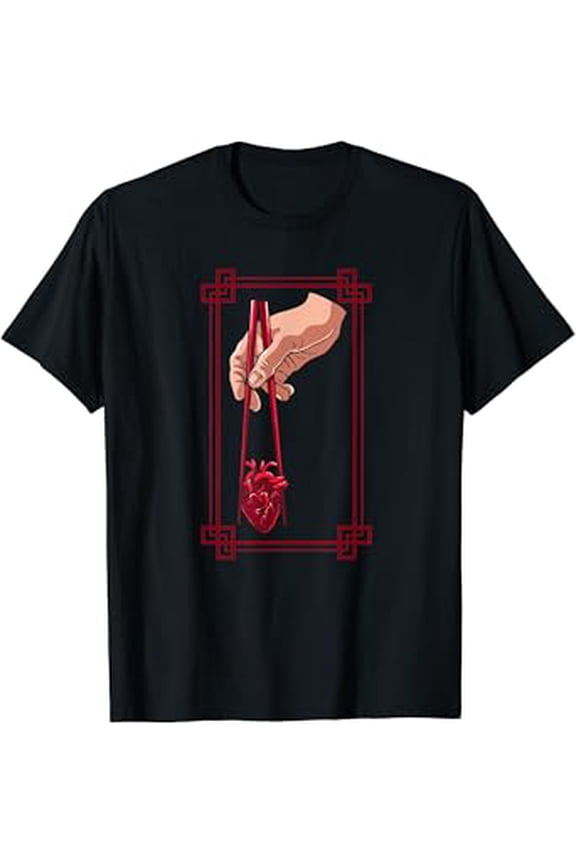 Hot Trending T-Shirt With Aesthetic Goth Anime Japanese Chopstick And Heart T-Shirt Design Preview Only