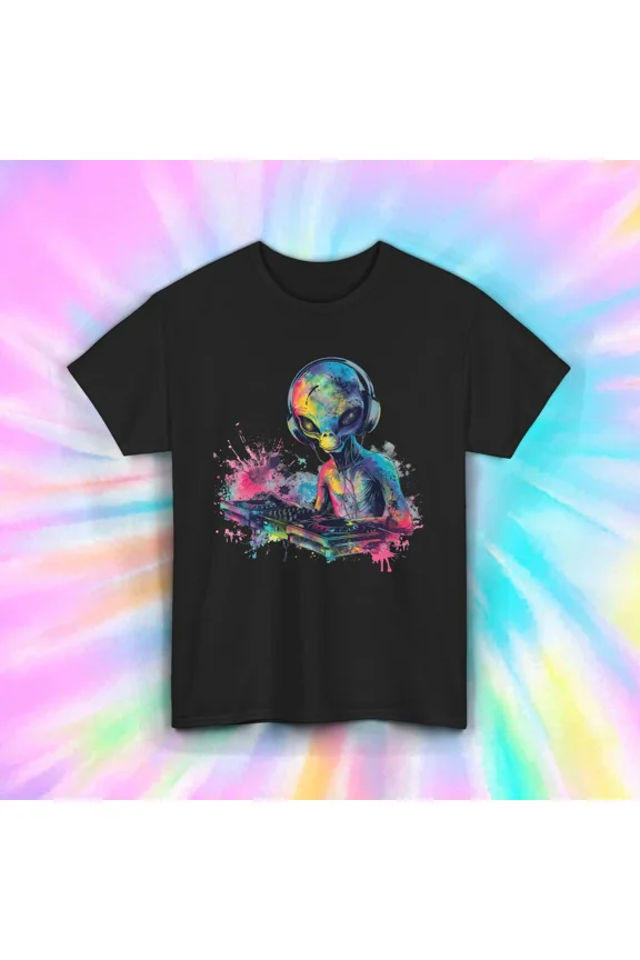 Hot Trending T-Shirt With Alien Dj Shirt Rave Music Festival Edm Space Galaxy Club Design Preview Only