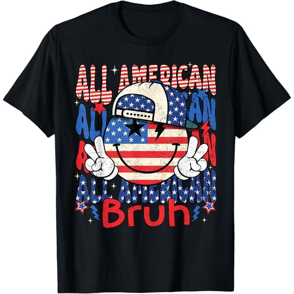 Hot Trending T-Shirt With All American Bruh Matching Family 4Th Of July American T-Shirt Design Preview Only