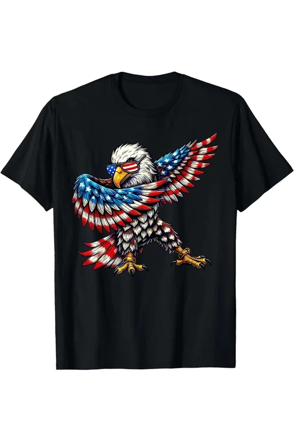 Hot Trending T-Shirt With American Flag Bald Eagle Patriotic Eagle 4Th Of July Usa Unisex Black T-Shirt Design Preview Only