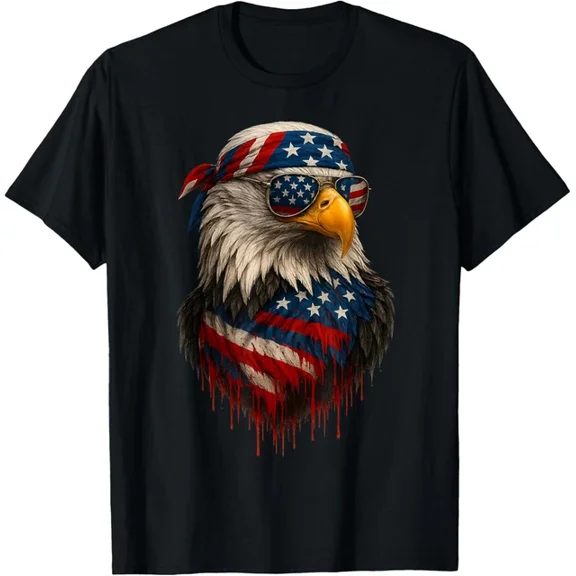 Hot Trending T-Shirt With American Flag Eagle 4Th Of July Men Boy Bald Eagle T Shirt Funny Gift Design Preview Only