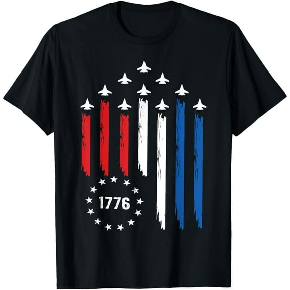 Hot Trending T-Shirt With American Patriotic Fighter Jets Usa Flag Boys 4Th Of July T-Shirt Design Preview Only
