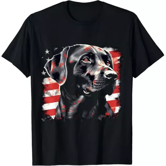Hot Trending T-Shirt With American Usa Flag Lab Owner Black Labrador T-Shirt Design Preview Only