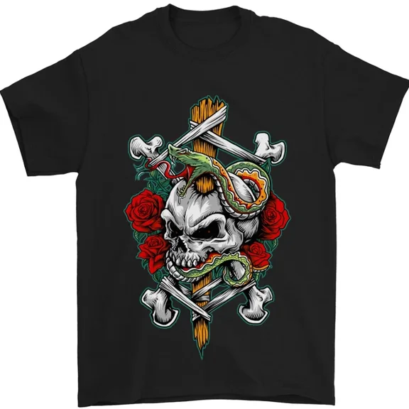 Hot Trending T-Shirt With And Snake Biker Heavy Metal Gothic T-Shirt Design Preview Only