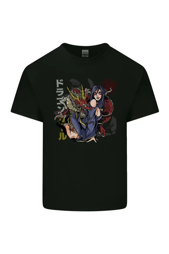 Hot Trending T-Shirt With Anime Girl With A Dragon T-Shirt Design Preview Only