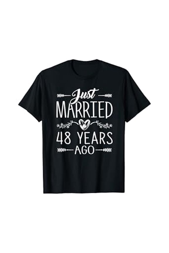 Hot Trending T-Shirt With Anniversary Gift 48Th 48 Years Wedding Marriage Couples T-Shirt Design Preview Only