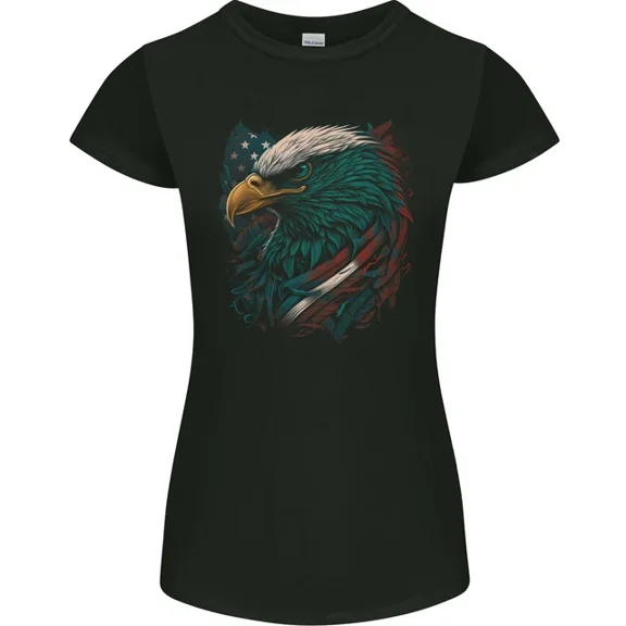 Hot Trending T-Shirt With Artistic American Bald Eagle In Stars & Stripes T-Shirt Design Preview Only