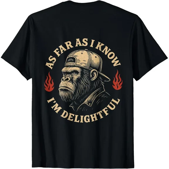 Hot Trending T-Shirt With As Far As I Know I'M Delightful Funny Monkey T-Shirt Design Preview Only