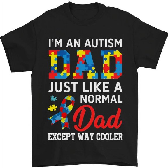 Hot Trending T-Shirt With Autism Dad Autistic Fathers Day Asd Mens T-Shirt 100% Cotton Design Preview Only