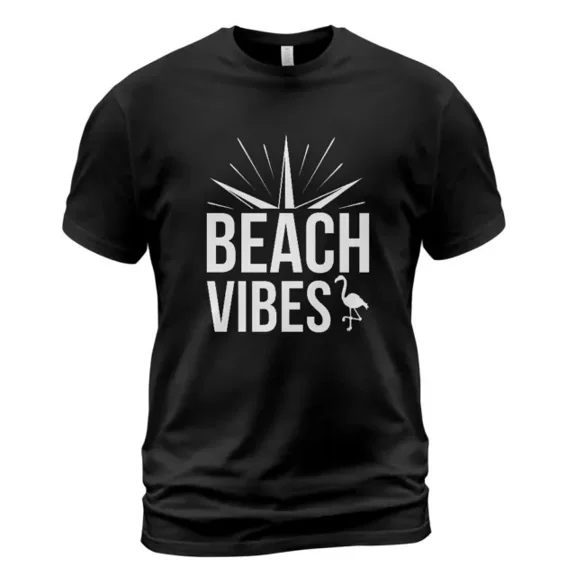 Hot Trending T-Shirt With Beach Vibes T-Shirt, Summer Vibes, Beach Life Gift Black T-Shirt S- Design Preview Only